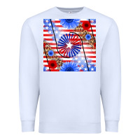 White patriotic usa flag and sunflower Premium Sweatshirt - BundleAndBundleShop
