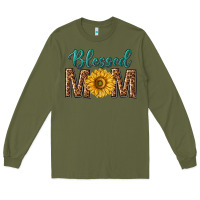 Army Green western blessed mom with sunflower Long Sleeve Tee - texasbilliewilder