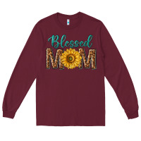 Burgundy western blessed mom with sunflower Long Sleeve Tee - texasbilliewilder