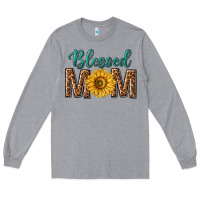 Heather Grey western blessed mom with sunflower Long Sleeve Tee - texasbilliewilder