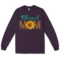 Plum western blessed mom with sunflower Long Sleeve Tee - texasbilliewilder
