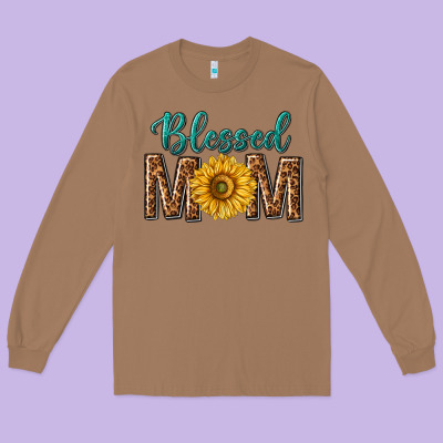 Western Blessed Mom With Sunflower Long Sleeve Tee Designed By Texasbilliewilder