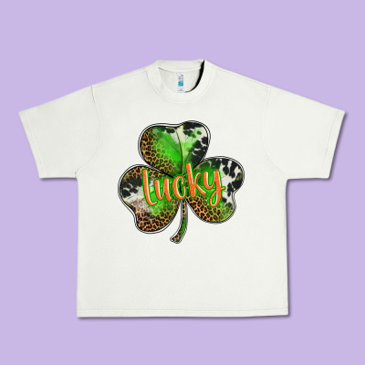 St. Patricks Day Lucky Shamrock Urban Heavy Tee Designed By Barkaloodesign