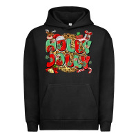 Pigment Black holly jolly christmas Urban Hoodie - MaliasSmallBusiness