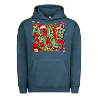 Pigment Midnight Navy holly jolly christmas Urban Hoodie - MaliasSmallBusiness