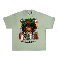 Oil Green teacher life afro locs messy bun Urban Heavy Tee - texasbilliewilder