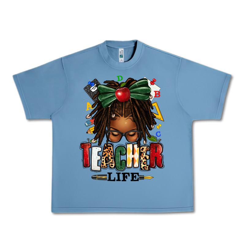 Teacher Life Afro Locs Messy Bun Urban Heavy Tee by texasbilliewilder | Teevron