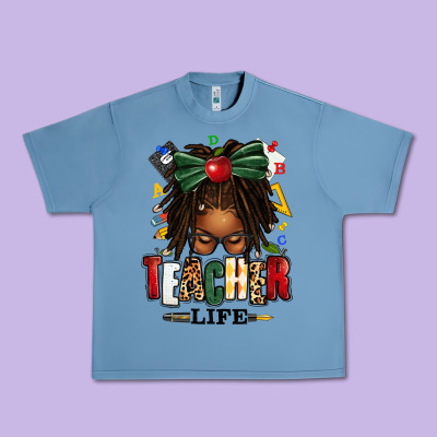 Urban Heavy Tee teacher life afro locs messy bun