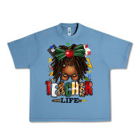 Pebble Blue teacher life afro locs messy bun Urban Heavy Tee - texasbilliewilder