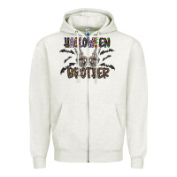 Oatmeal Heather halloween brother Zipper Hoodie - CowhideDigitalArt