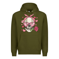 Army Green valentine's day skull Premium Hoodie - MaliasSmallBusiness