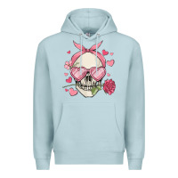 Blue Mist valentine's day skull Premium Hoodie - MaliasSmallBusiness