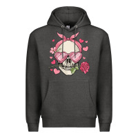 Charcoal Heather valentine's day skull Premium Hoodie - MaliasSmallBusiness