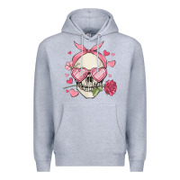 Heather Grey valentine's day skull Premium Hoodie - MaliasSmallBusiness