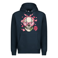 Navy valentine's day skull Premium Hoodie - MaliasSmallBusiness