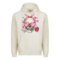 Oatmeal Heather valentine's day skull Premium Hoodie - MaliasSmallBusiness