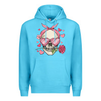 Ocean Blue valentine's day skull Premium Hoodie - MaliasSmallBusiness