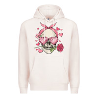 Pale Pink valentine's day skull Premium Hoodie - MaliasSmallBusiness