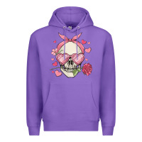 Purple valentine's day skull Premium Hoodie - MaliasSmallBusiness