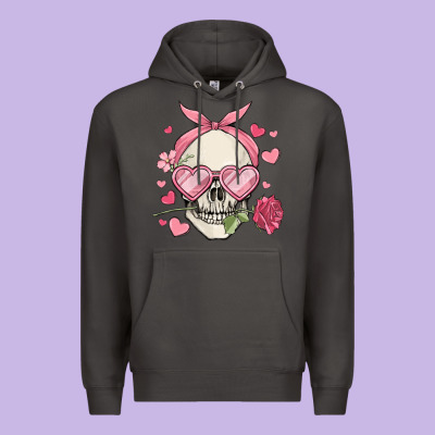Valentine's Day Skull Premium Hoodie Designed By Maliassmallbusiness