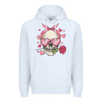 White valentine's day skull Premium Hoodie - MaliasSmallBusiness