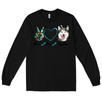 Black peace love huskies Long Sleeve Tee - RanaPortraitStore