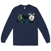Navy peace love huskies Long Sleeve Tee - RanaPortraitStore