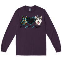 Plum peace love huskies Long Sleeve Tee - RanaPortraitStore