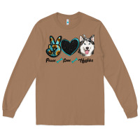 Toasted Coconut peace love huskies Long Sleeve Tee - RanaPortraitStore