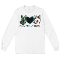 White peace love huskies Long Sleeve Tee - RanaPortraitStore