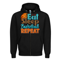 Black eat sleep basketball repeat Zipper Hoodie - HRA Design Shop