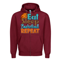 Burgundy eat sleep basketball repeat Zipper Hoodie - HRA Design Shop