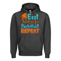 Charcoal Heather eat sleep basketball repeat Zipper Hoodie - HRA Design Shop