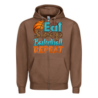 Chestnut eat sleep basketball repeat Zipper Hoodie - HRA Design Shop