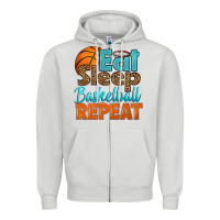 Dove Grey eat sleep basketball repeat Zipper Hoodie - HRA Design Shop