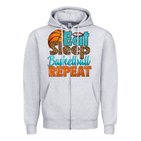 Heather Grey eat sleep basketball repeat Zipper Hoodie - HRA Design Shop