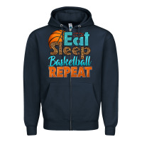 Navy eat sleep basketball repeat Zipper Hoodie - HRA Design Shop
