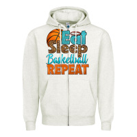 Oatmeal Heather eat sleep basketball repeat Zipper Hoodie - HRA Design Shop