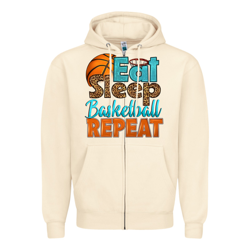 Eat Sleep Basketball Repeat Zipper Hoodie by HRA Design Shop | Teevron