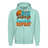 Seafoam eat sleep basketball repeat Zipper Hoodie - HRA Design Shop