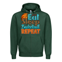 Sports Green eat sleep basketball repeat Zipper Hoodie - HRA Design Shop