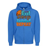 True Royal eat sleep basketball repeat Zipper Hoodie - HRA Design Shop