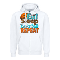 White eat sleep basketball repeat Zipper Hoodie - HRA Design Shop