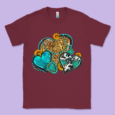 Western Turquoise Hearts Classic Tee Designed By Zillion Design Studio