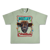 Oil Green Merry Christmas Calf Urban Heavy Tee - RanaPortraitStore
