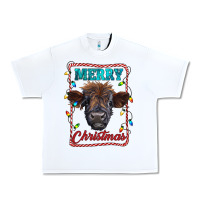 White Merry Christmas Calf Urban Heavy Tee - RanaPortraitStore
