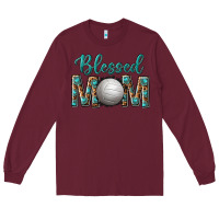 Burgundy western blessed mom with volleyball Long Sleeve Tee - texasbilliewilder