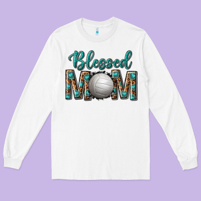Western Blessed Mom With Volleyball Long Sleeve Tee Designed By Texasbilliewilder