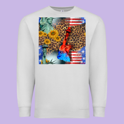 Statue Of Liberty American Flag Premium Sweatshirt Designed By Bundleandbundleshop