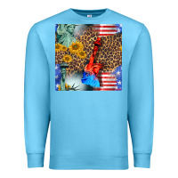 Ocean Blue statue of liberty american flag Premium Sweatshirt - BundleAndBundleShop